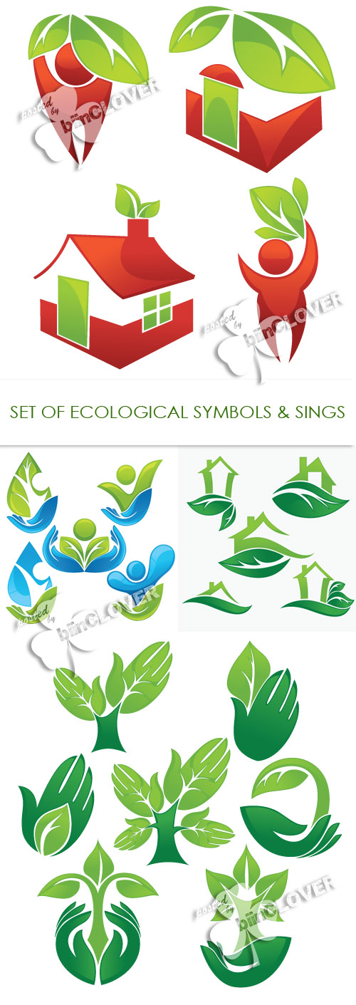 Set of ecological symbols and signs 0299