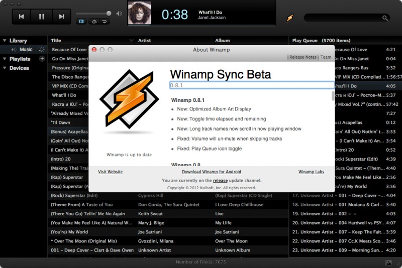 Winamp for Mac Sync Beta - классический Winamp для Mac OS