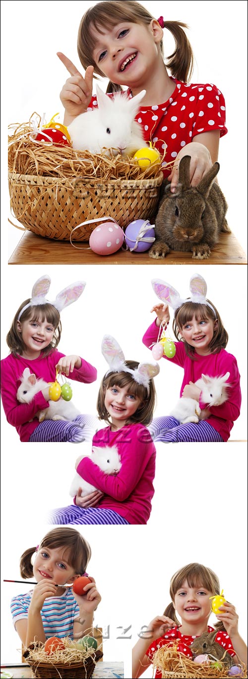      / Easter girl with rabbit - Stock photo