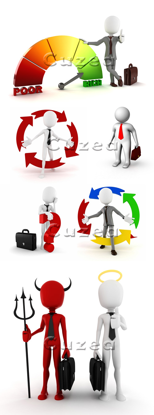  3 ,  2/ Business 3d people - Stock photo