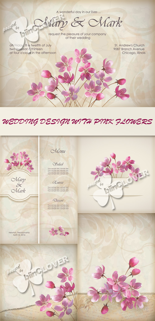Wedding design with pink flowers 0412