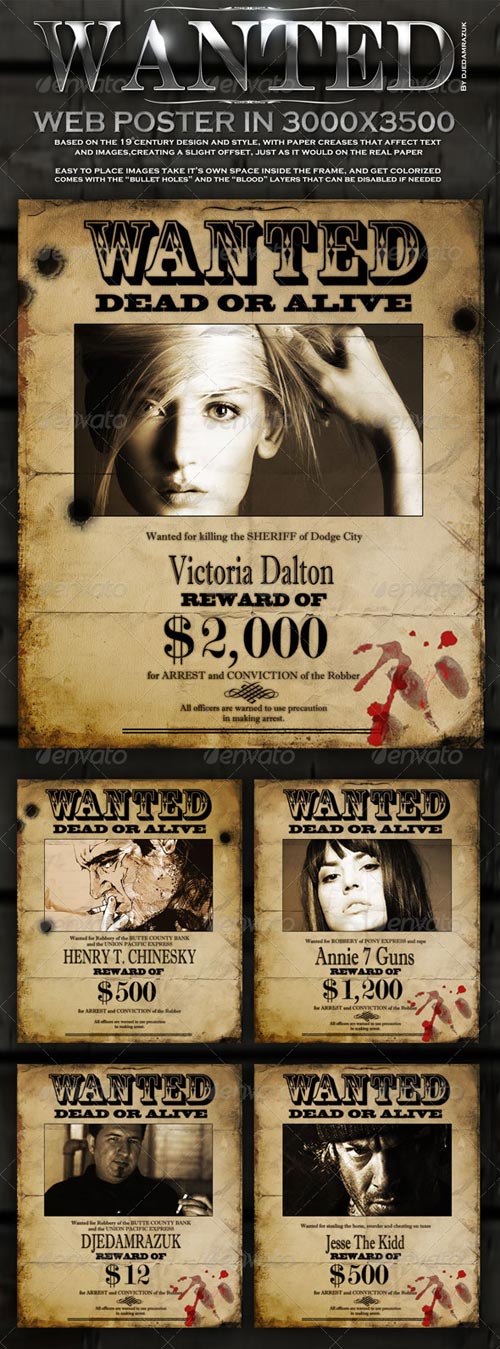 Old “Wanted” Poster -  Editable - GraphicRiver