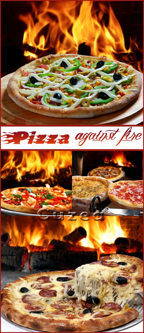    / Hot pizza and fire - Stock photo