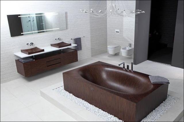 Эксклюзивные ванны и раковины из дерева
