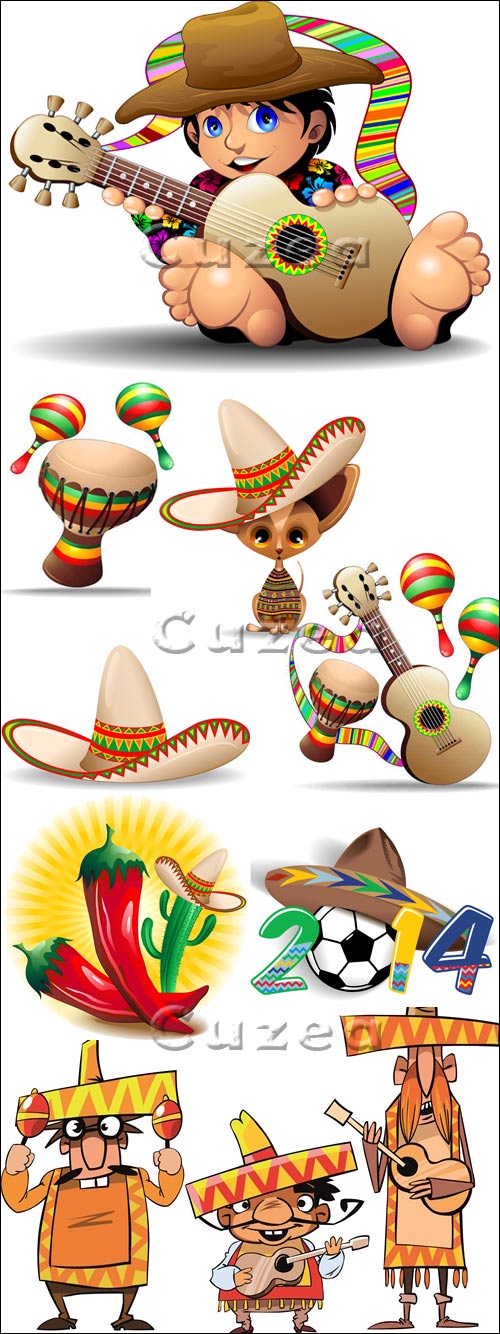     / Mexicano Cartoon Characters in vector