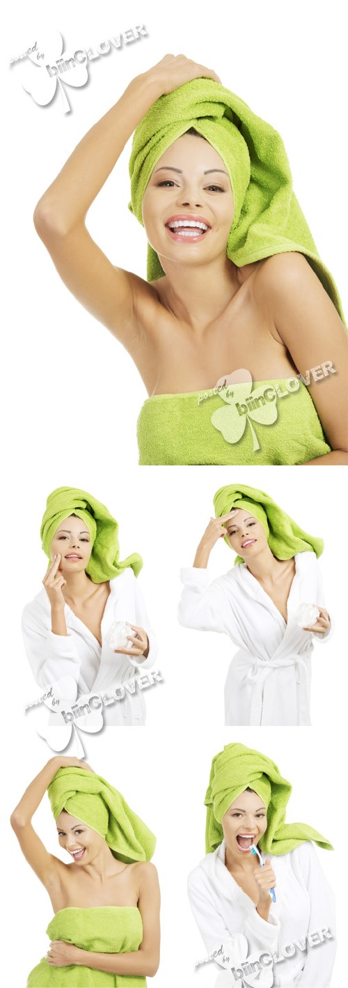 Woman with green towel 0416