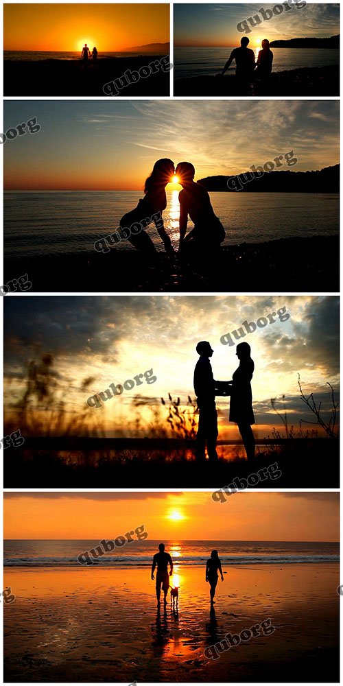 Couple On Beach At Sunset - 5 Full HD Footages