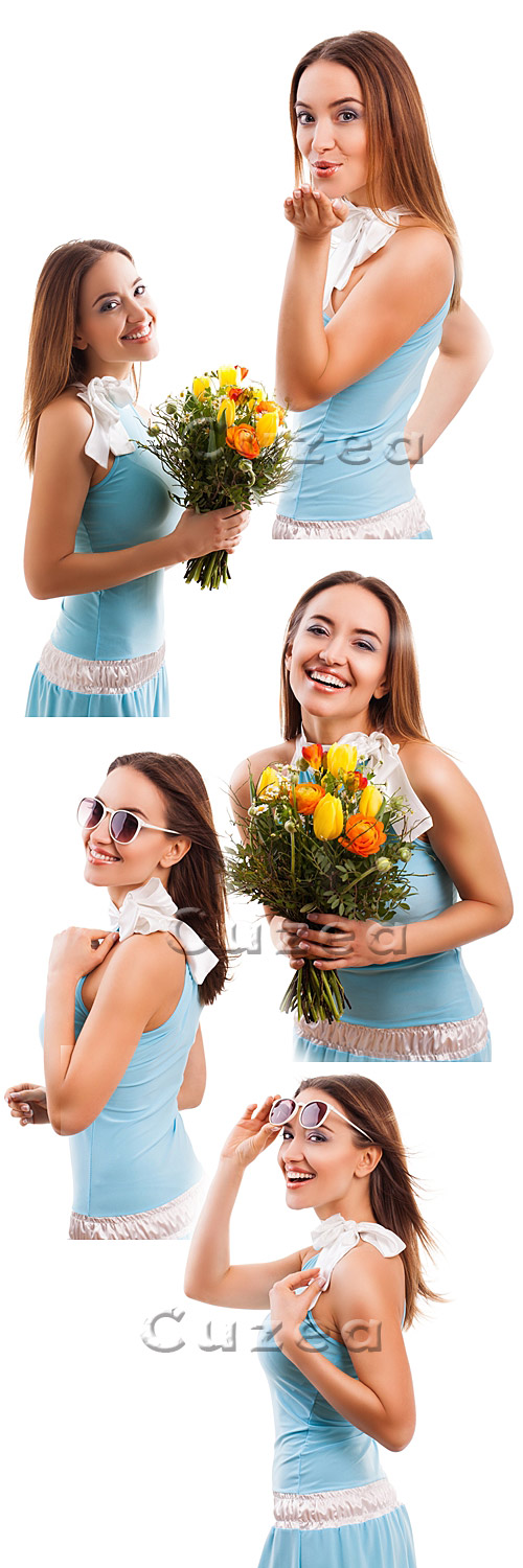    / Beautiful girl with flowers - Stock photo