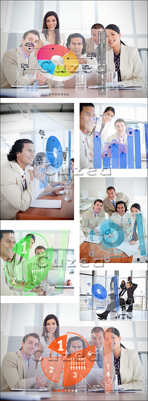         / Smiling business workers - stock photo