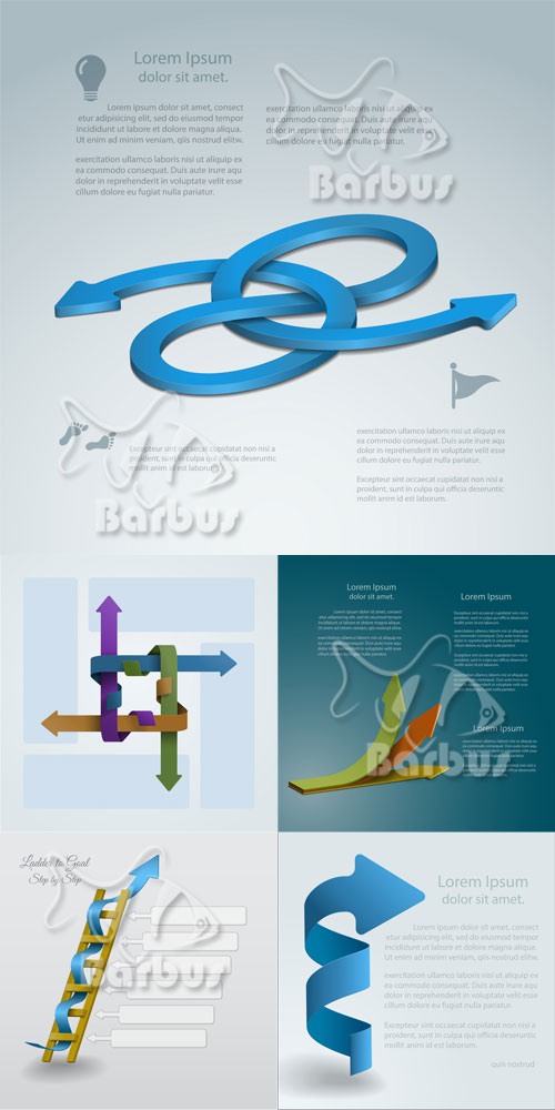 Infographic illustration with stacked arrows /     