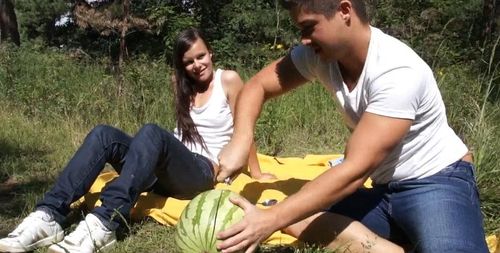 Picnic with watermelon and fucking