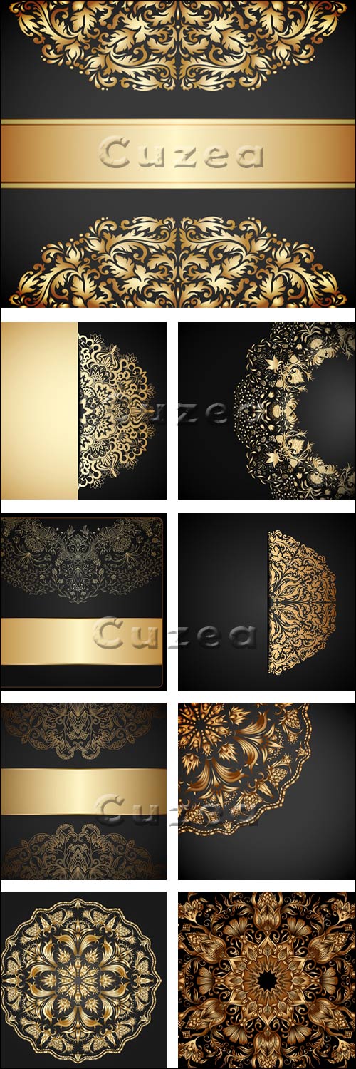 Ҹ       / Black background with gold elements - vector stock