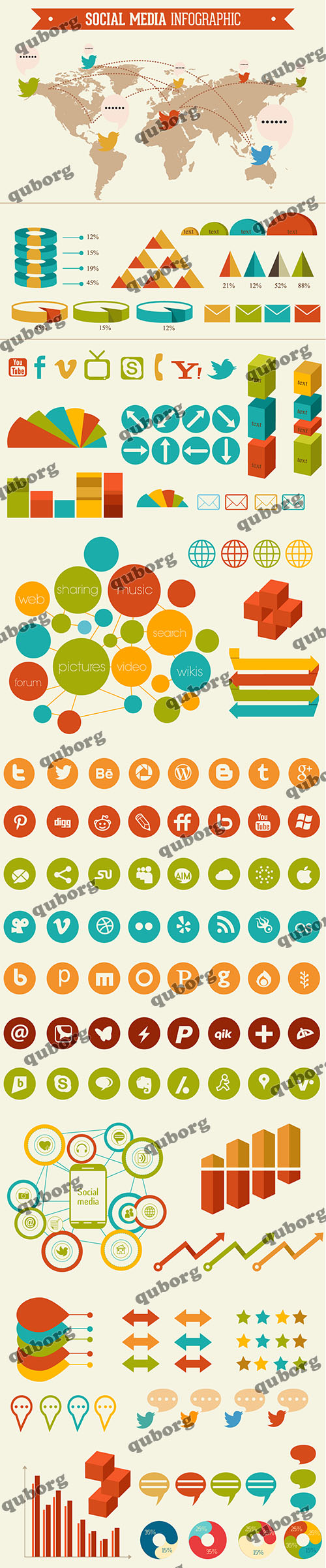 Stock Vector - Social Media Infographic