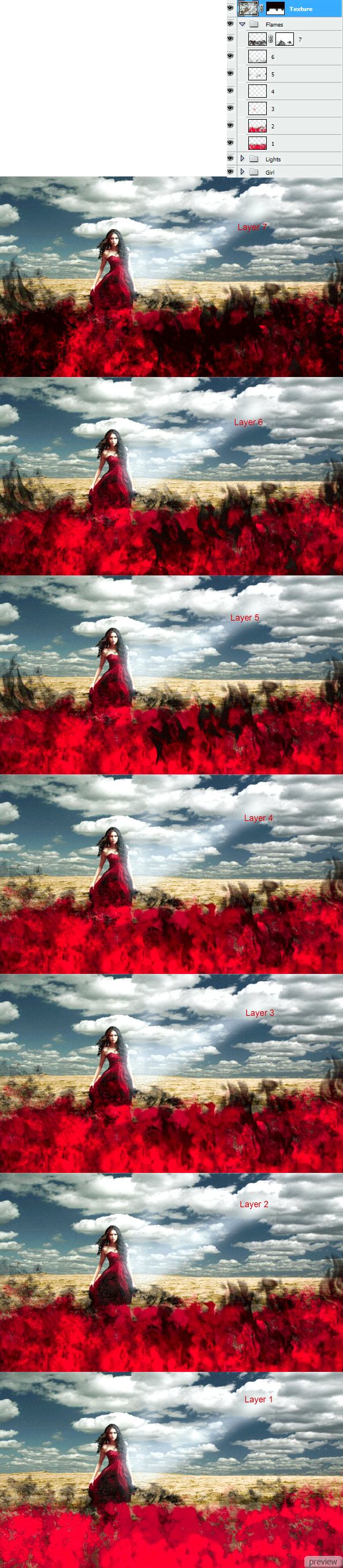 Девушка на красном поле