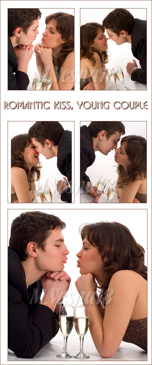  ,   -   / Romantic kiss, young couple - stock photo