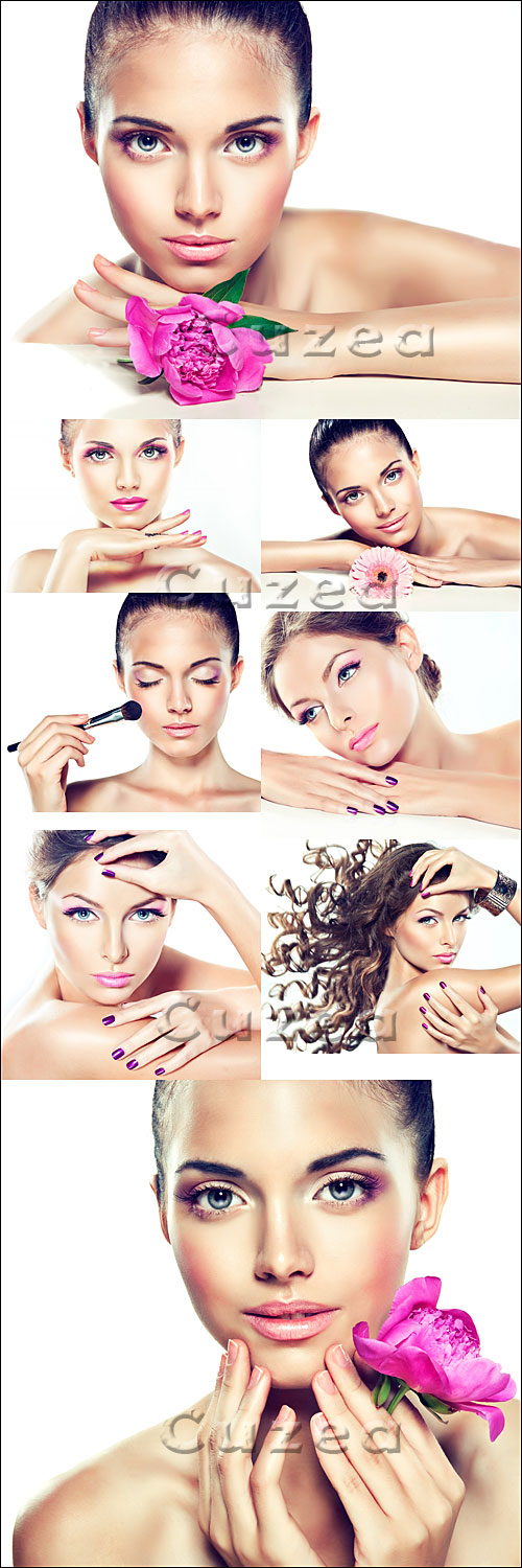       / Girls with make up and flower - Stock photo