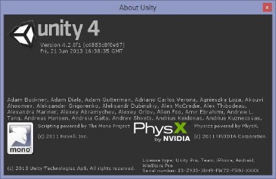 Unity3d Pro 4.2.0f1 (2013)