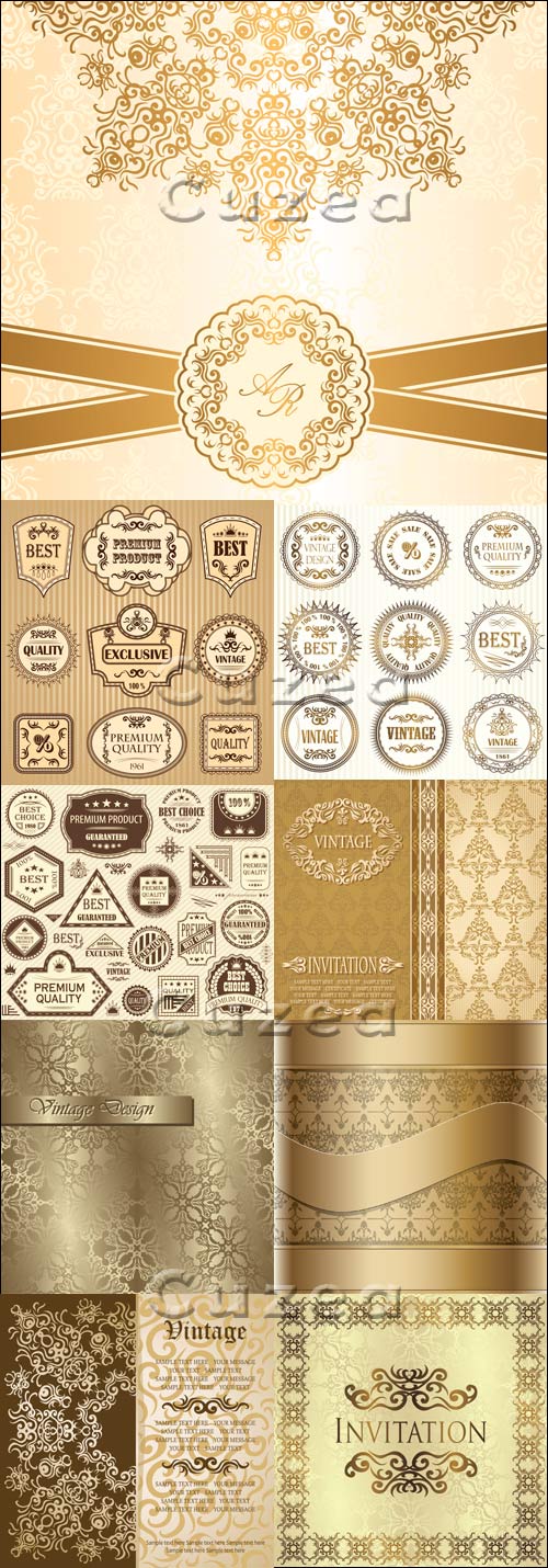       / Vintage invitations and labels - vector stock