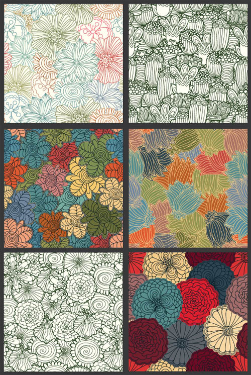 Seamless Vector Patterns Floral Chaos Set 60