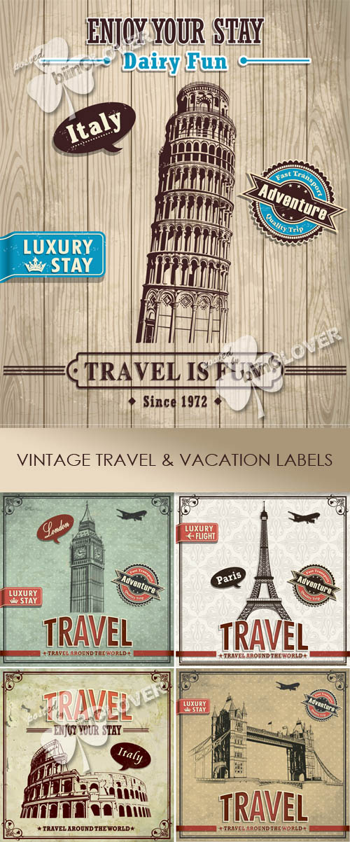 Vintage travel and vacation labels 0440