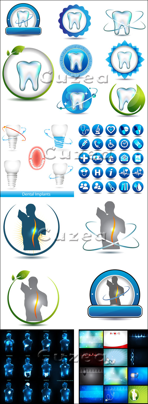        / Medical backgrounds and teeth health care symbols in vector