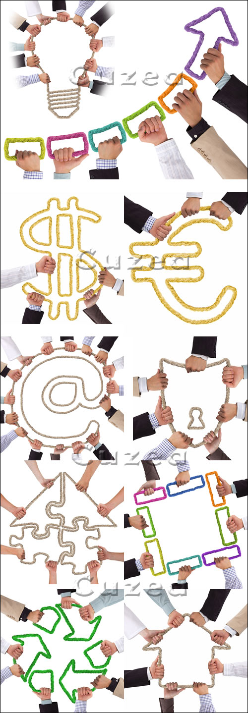     / Business rope and hands - stock photo