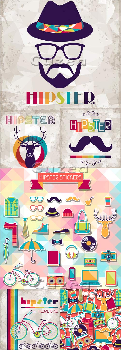     , 1 / Hipster background in retro style, 1 - vector stock