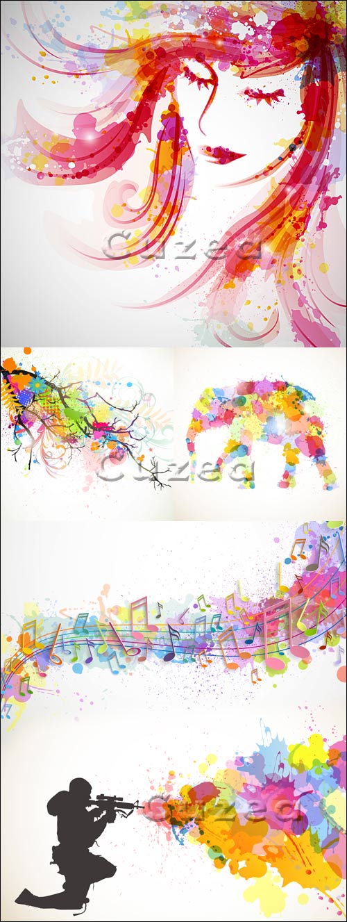      / Vector backgrounds with colourful splashes