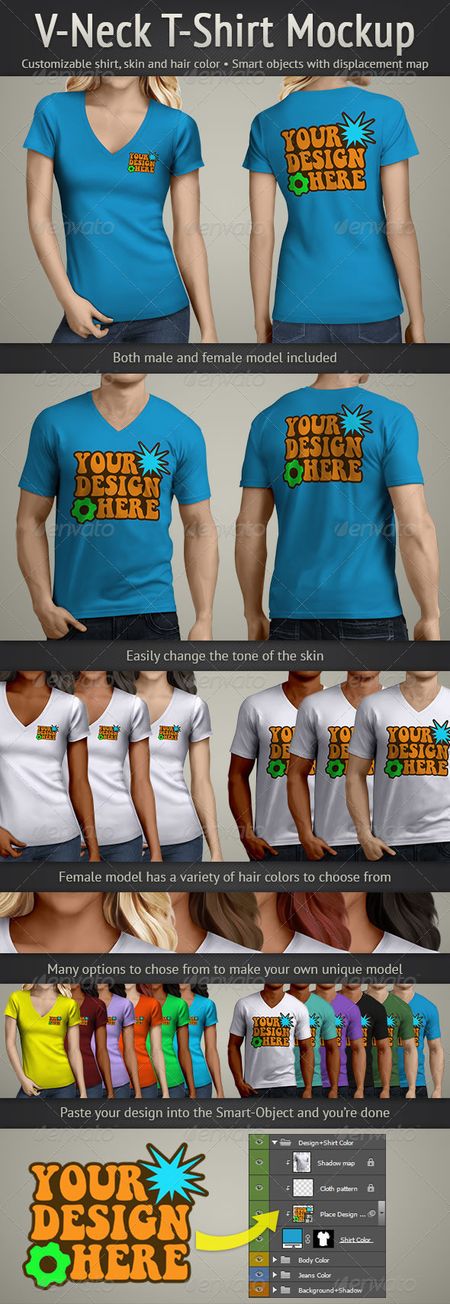 PSD - GraphicRiver V-Neck T-Shirt Mockup