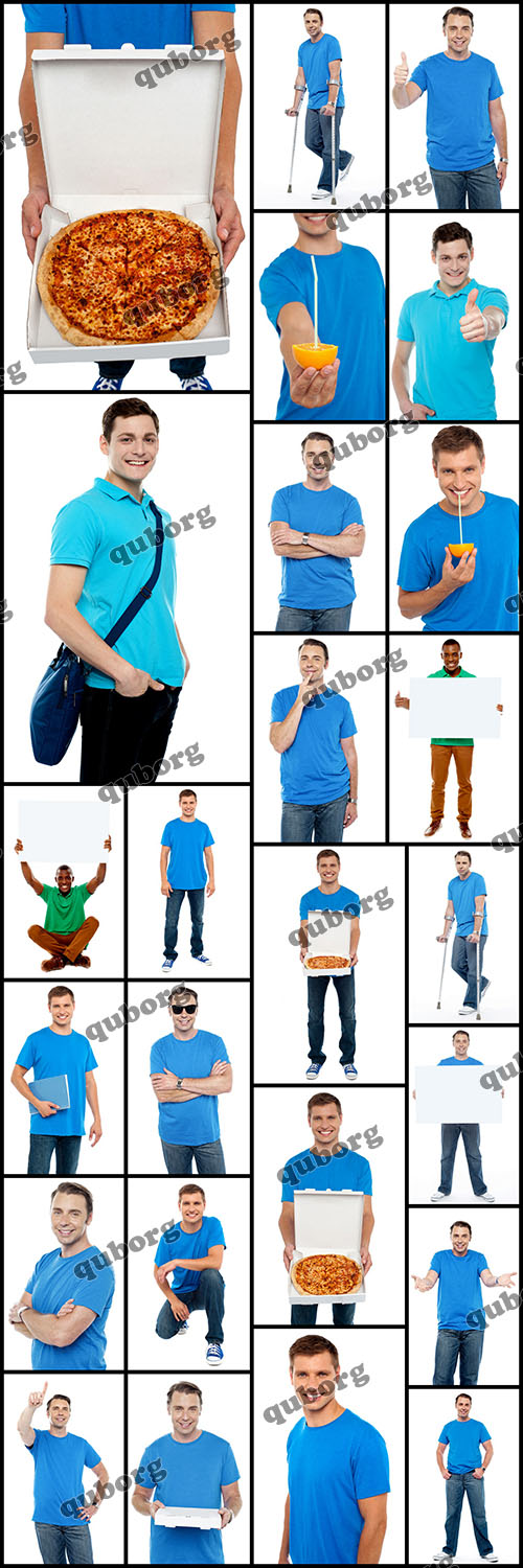 Stock Photos - Guys in Blue and Green T-shirts