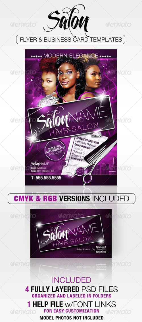 Salon Flyer and Business Card Templates