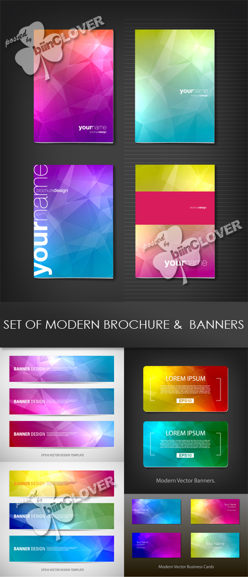 Set of modern brochure and banners 0454