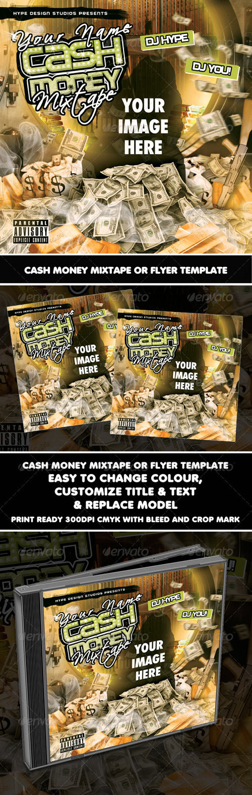 Cash Money Mixtape or Flyer Template