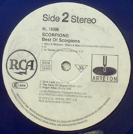 SCORPIONS - Best of Scorpions (1979), vinyl-rip