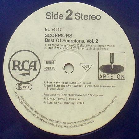 SCORPIONS - Best of Scorpions vol 2 (1984), vinyl-rip
